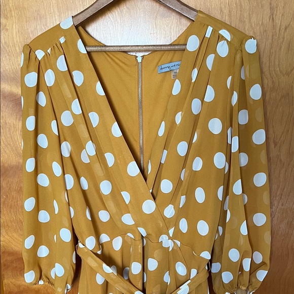 Danny & Nicole Mustard Polka Dot Midi Dress - Picture 3 of 5